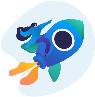 Illustration of a blue rocket
